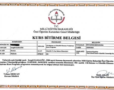 Estetisyenlik Eğitim Sertifikası